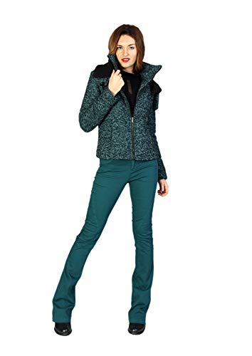 ZERGATIK - Chaqueta COMBINADA Cuello Envolvente 'XANPO' Mujer Color: Verde Talla: S