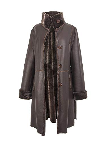 Zerimar Chaqueta Mujer | Abrigo Mujer | Abrigo Cuero | Abrigo Doble Faz | Abrigo Piel Vuelta | Abrigo Double Face Mujer | Color Marron Talla 46