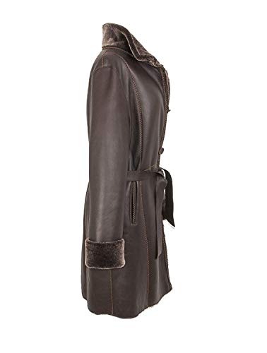 Zerimar Chaqueta Mujer | Abrigo Mujer | Abrigo Cuero | Abrigo Doble Faz | Abrigo Piel Vuelta | Abrigo Double Face Mujer | Color Marron Talla 46