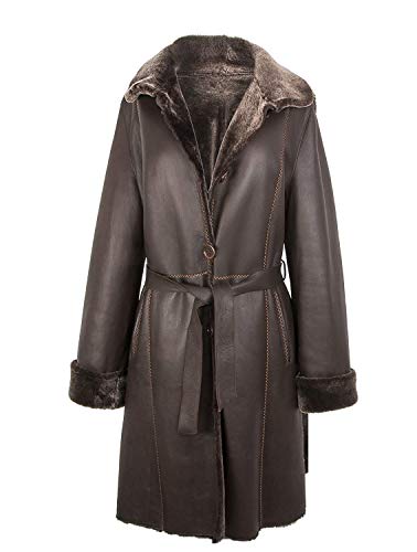 Zerimar Chaqueta Mujer | Abrigo Mujer | Abrigo Cuero | Abrigo Doble Faz | Abrigo Piel Vuelta | Abrigo Double Face Mujer | Color Marron Talla 46