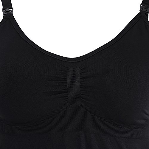 Zerodis Las Mujeres Adelgazan La Camisa De La Blusa del Top del Tanque De La Maternidad del Chaleco De La Lactancia para Amamantar con El Sujetador De Lactancia (L-Black)