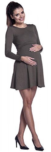 Zeta Ville - Premamá Vestido de Lactancia Efecto 2 en 1 Capa - para Mujer - 128c (Caqui, 38-40, M)