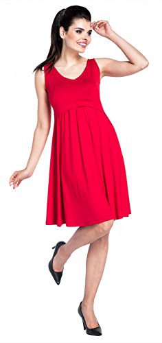 Zeta Ville - Premamá Vestido de Lactancia Efecto 2 en 1 Capa - para Mujer - 685c (Rojo, 40-42, L)