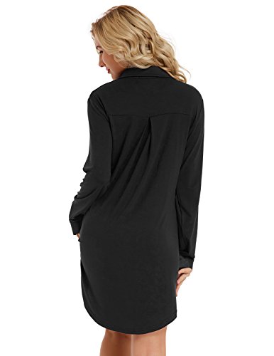 Zexxxy Ropa De Dormir para Mujer Camisón Abotonado Vestido Camisón Talla L Negro