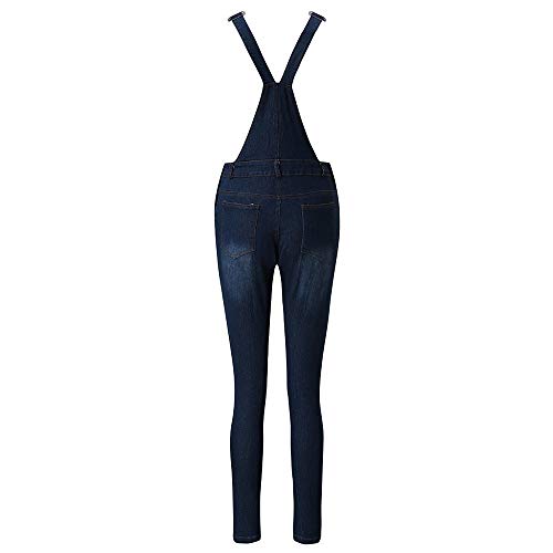 ZEZKT Peto Vaquero para Mujer Mono Vaquero con Bolsillo Vaqueros Largos Casual pantalón Denim Largo Moda Slim Salvajes Jeans de Mezclilla Azul Oscuro 77