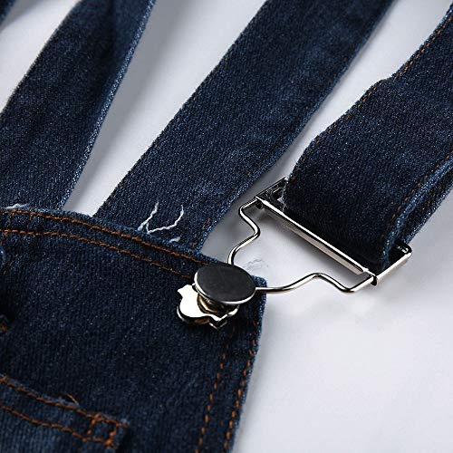 ZEZKT Peto Vaquero para Mujer Mono Vaquero con Bolsillo Vaqueros Largos Casual pantalón Denim Largo Moda Slim Salvajes Jeans de Mezclilla Azul Oscuro 77