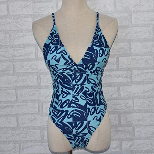 ZGMA Bañadores Mujer Reductores Cuello Hálter Push up Elegante Alta Cintura Traje de Baño de Una Pieza Retro Diseño de Flores Bikinis para Playa