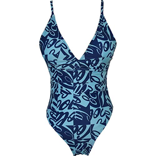 ZGMA Bañadores Mujer Reductores Cuello Hálter Push up Elegante Alta Cintura Traje de Baño de Una Pieza Retro Diseño de Flores Bikinis para Playa