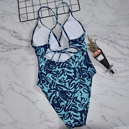 ZGMA Bañadores Mujer Reductores Cuello Hálter Push up Elegante Alta Cintura Traje de Baño de Una Pieza Retro Diseño de Flores Bikinis para Playa