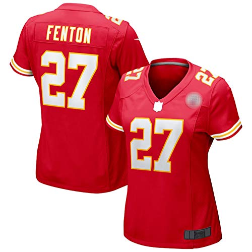 ZGRW Fenton - Camiseta de fútbol americano #27 Chiefs, camiseta de rugby para mujer, camiseta de fútbol americano, transpirable, bordado, color rojo y XXXL