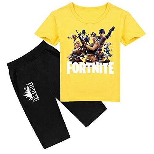 zhaojiexiaodian impresión 3D Unisex niño Verano Camiseta de Manga Corta Sudadera chándal para Correr niña Ropa Deportiva Jersey Transpirable y Absorbente de Sudor (Amarillo, 150)