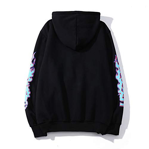 zhaojiexiaodian Sudadera con Capucha para Hombre, Sudadera con Capucha, monopatín de Hip Hop, Uniforme de béisbol Suelto de Bolsillo Canguro,Chaqueta con Capucha (Negro, L)