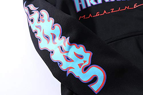 zhaojiexiaodian Sudadera con Capucha para Hombre, Sudadera con Capucha, monopatín de Hip Hop, Uniforme de béisbol Suelto de Bolsillo Canguro,Chaqueta con Capucha (Negro, L)