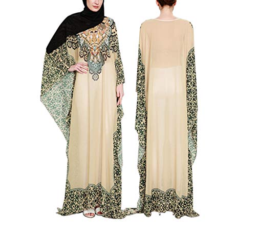 zhbotaolang Vestidos de los Arabes Mujer - Caftan Musulman Abrigo Maxi Largo Elegantes Abaya Dubai Gasa