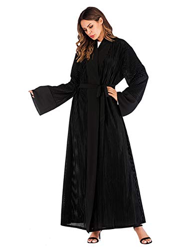Zhhlinyuan Mujer Blusa Abaya de Terciopelo Kimonos - Arabia Saudita Musulmán Oriente Medio Kaftan Largo Vestido de Noche Abrigos Otoño Invierno