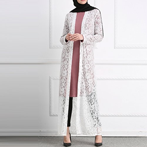 Zhuhaitf Respirable Maxi Dresses Lace Túnica Abaya Maxi Estilo Medio Este Musulmanes Túnica para Cóctel Noche Fiesta Boda