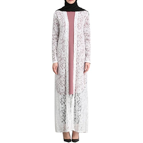 Zhuhaitf Respirable Maxi Dresses Lace Túnica Abaya Maxi Estilo Medio Este Musulmanes Túnica para Cóctel Noche Fiesta Boda