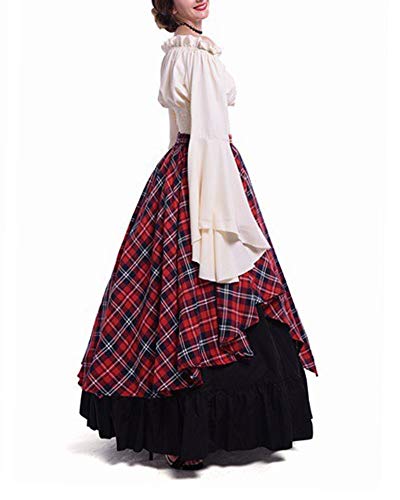 ZhuiKunA Medieval para Mujer Traje Princesa Reina Dama Cosplay Criada,Renacentista GZ Rojo L