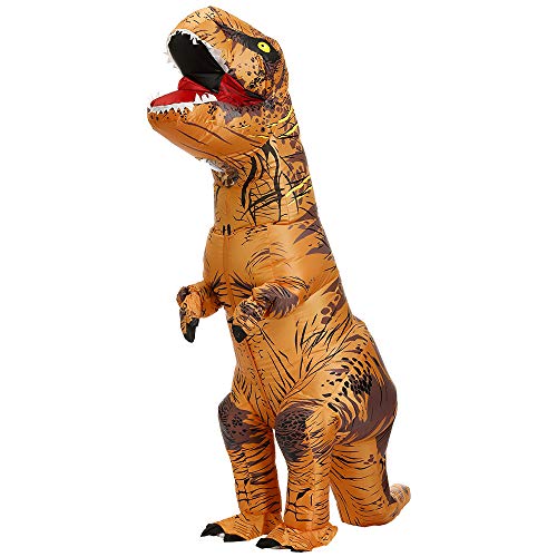 Zi Xi & Zi Qi T-Rex Inflatable Dinosaur Mascot Party Costume Fancy Dress Cosplay Outfit Adult (Classic Brown)