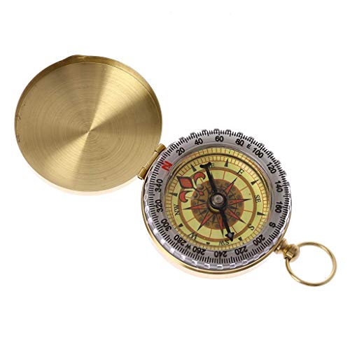 ZJZ Brújula de Cobre Puro con brújula de Reloj de Bolsillo Luminosa, Herramienta de Regla de medición de Metal con función portátil para Exteriores