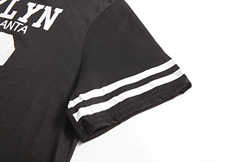 ZKOO Mujeres Manga Corta Camisetas Verano Algodón Carta Impresión T Shirt Blusas Camisas Tops Personalidad Negro