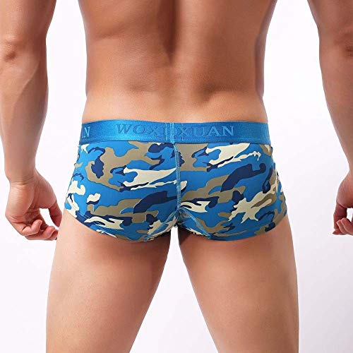 ZODOF Bragas Hombre Bragas Pantalones Cortos Ropa Interior Suave Bolsa de Bombeo Camuflaje impresión nderpant Ropa Interior Sexy Ropa Interior Hombre Ropa Hombre(Azul)