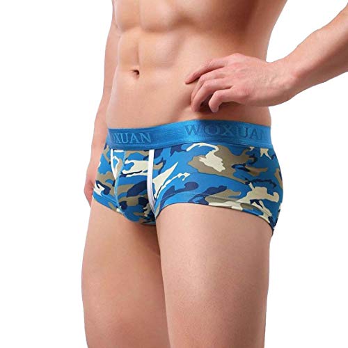 ZODOF Bragas Hombre Bragas Pantalones Cortos Ropa Interior Suave Bolsa de Bombeo Camuflaje impresión nderpant Ropa Interior Sexy Ropa Interior Hombre Ropa Hombre(Azul)