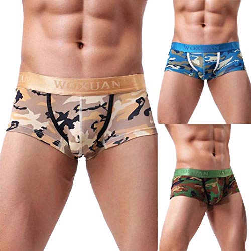 ZODOF Bragas Hombre Bragas Pantalones Cortos Ropa Interior Suave Bolsa de Bombeo Camuflaje impresión nderpant Ropa Interior Sexy Ropa Interior Hombre Ropa Hombre(Azul)