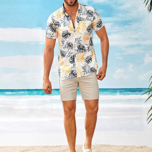 ZODOF Camisa Hawaiana Manga Corta Hombre Manga Corta Básico con Botones Camisa Hawaiana Hombre Camiseta Fruta Floral Estampado Formales Tops
