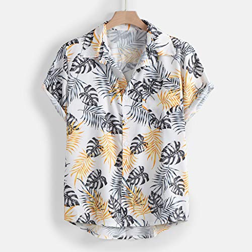 ZODOF Camisa Hawaiana Manga Corta Hombre Manga Corta Básico con Botones Camisa Hawaiana Hombre Camiseta Fruta Floral Estampado Formales Tops