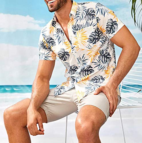 ZODOF Camisa Hawaiana Manga Corta Hombre Manga Corta Básico con Botones Camisa Hawaiana Hombre Camiseta Fruta Floral Estampado Formales Tops