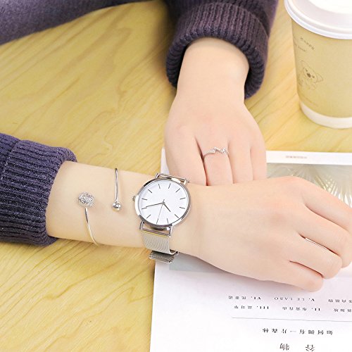 ZODOF Unisex Ultra Thin Minimalista Moda de Lujo Relojes con Negro de Acero Inoxidable Mesh Band para Negocios Casual Reloj de Cuarzo Resistente al Agua