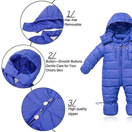 ZOEREA Bebé Trajes de Nieve con Guantes y Botines Niñas Recién Nacido Mameluco Mono con Capucha Invierno Conjunto de Ropa de 0-18 Meses