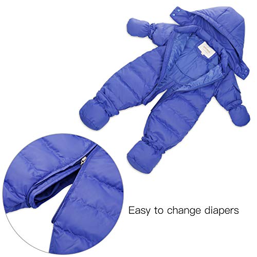 ZOEREA Bebé Trajes de Nieve con Guantes y Botines Niñas Recién Nacido Mameluco Mono con Capucha Invierno Conjunto de Ropa de 0-18 Meses