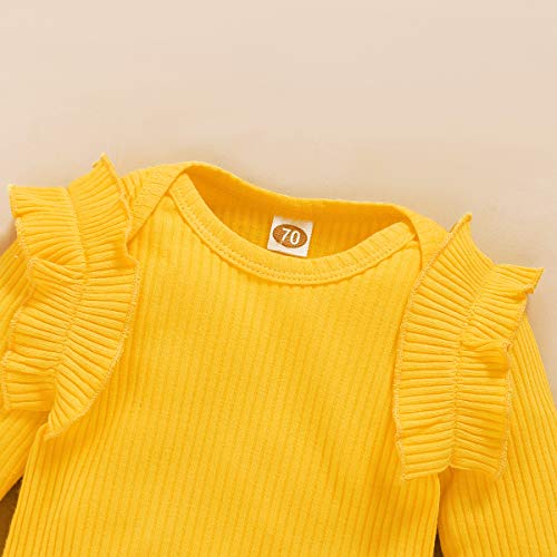 ZOEREA Conjunto de Ropa de Bebé Niña Manga Larga Mameluco con Volantes Mono Body + Pantalones Floral + Venda Recién Nacido Niñas Otoño Primavera Trajes 3 Piezas