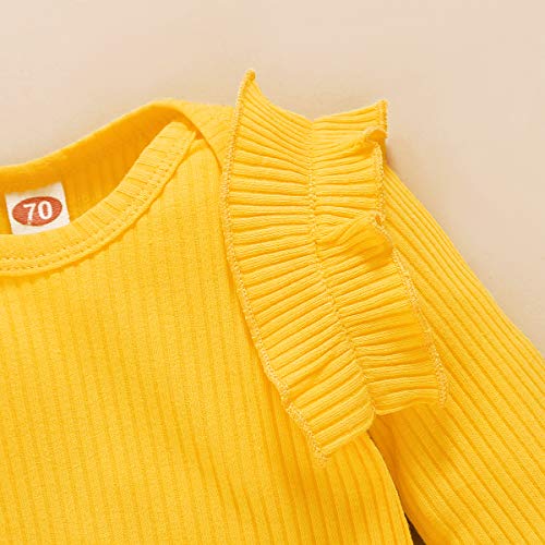 ZOEREA Conjunto de Ropa de Bebé Niña Manga Larga Mameluco con Volantes Mono Body + Pantalones Floral + Venda Recién Nacido Niñas Otoño Primavera Trajes 3 Piezas