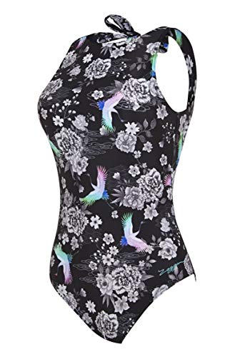 Zoggs Sakura - Bañador de una Pieza para Mujer (Tejido ecológico), Mujer, 119920038, Negro/Multi, 38-Inch/UK 14