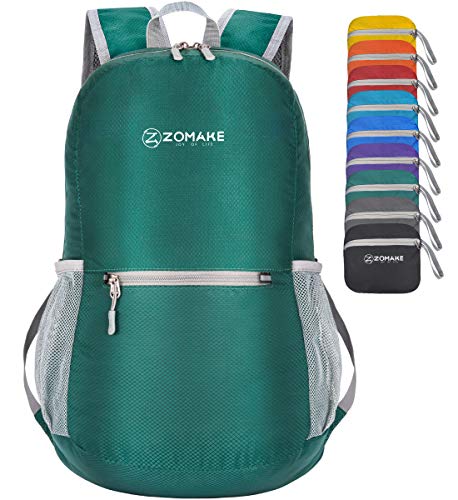 ZOMAKE Mochila Plegable Ligera 20L, Mochilas Pequeñas para Hombre Mujer, Mochilas Compacta para Viajar Senderismo(Verde Oscuro)
