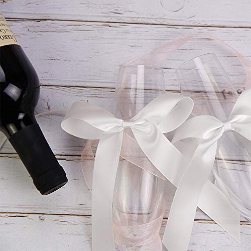 ZoneYan Lazos para Antena de Boda, 100 Piezas Lazo de Antena para Coche de Boda, Coche Lazos, Satén Cinta Boda Lazos, a Mano Cinta de Satén para Antena de Coche, Boda, Celebración - Blanco