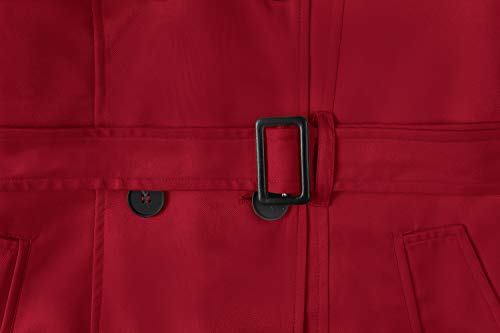 ZSHOW Gabardina para Mujer Chaqueta con Solapa de Tormenta Abrigo con Charreteras en Los Hombros con Cinturón Abrigos con Cierre de Botón Cruzado a Prueba de Viento Mujer Rojo Medium