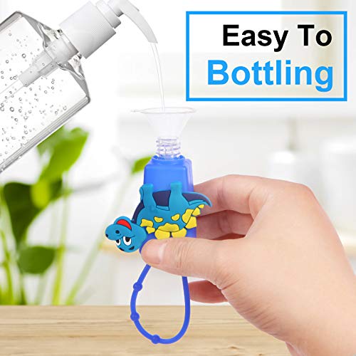 ZStarlite 6 Botellas de Viaje Niños de Silicona Mini de 30ML con Llavero de Plástico a Prueba de Fugas de Dibujos Animados Rellenable Contenedor para Escuela, Viajar y Uso Diario(Dinosaurio)