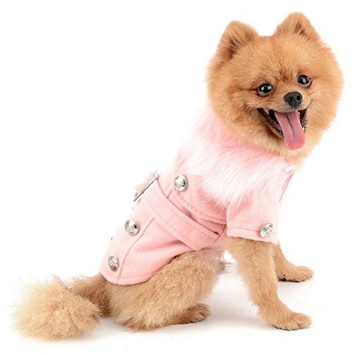 ZUNEA Cazadora de Lana Europea pequeño Perro Gato Abrigos de Invierno Chaqueta Traje de Neopreno paño Grueso y Suave cálido Pechos Cruzados Ropa para Mascotas Ropa Rosa Grande