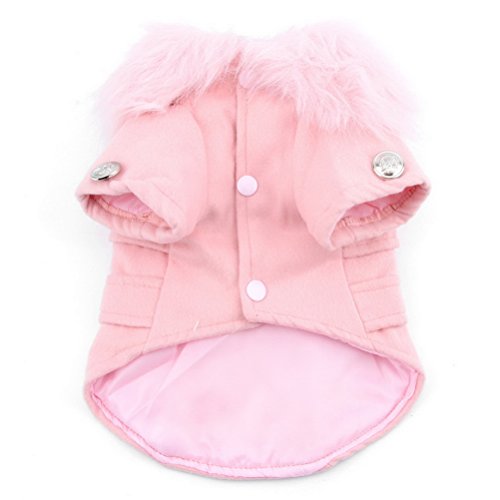 ZUNEA Cazadora de Lana Europea pequeño Perro Gato Abrigos de Invierno Chaqueta Traje de Neopreno paño Grueso y Suave cálido Pechos Cruzados Ropa para Mascotas Ropa Rosa Grande