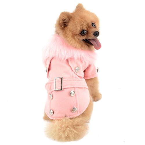 ZUNEA Cazadora de Lana Europea pequeño Perro Gato Abrigos de Invierno Chaqueta Traje de Neopreno paño Grueso y Suave cálido Pechos Cruzados Ropa para Mascotas Ropa Rosa Grande