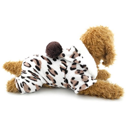 ZUNEA Leopard Terciopelo Suave pequeño Perro Gato Pijama Mono con Capucha de Invierno cálido Perrito Mascota Abrigo Traje de Neopreno cómodo Bichon Poodle Ropa Trajes M