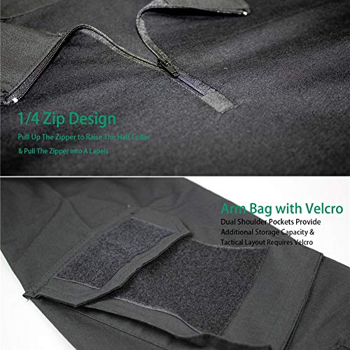 zuoxiangru Camiseta de Combate táctica para Hombres, Camisa Multicam Transpirable Ripstop para Caza Militar Airsoft (Negro, Tag 3XL)