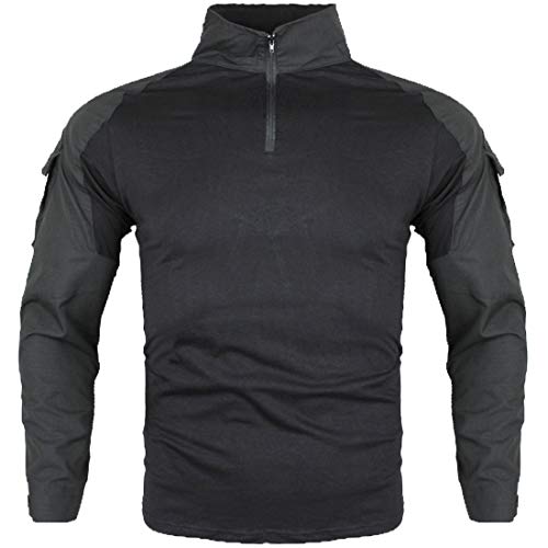 zuoxiangru Camiseta de Combate táctica para Hombres, Camisa Multicam Transpirable Ripstop para Caza Militar Airsoft (Negro, Tag 3XL)