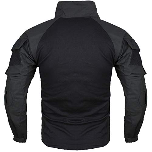 zuoxiangru Camiseta de Combate táctica para Hombres, Camisa Multicam Transpirable Ripstop para Caza Militar Airsoft (Negro, Tag 3XL)