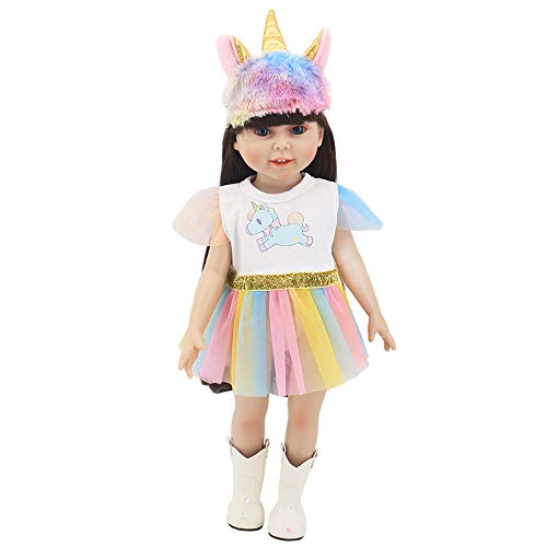 ZWOOS Ropa para Muñecas bebé, Vestido de Unicornio con Diadema para 18" Muñecas (40-45 cm)
