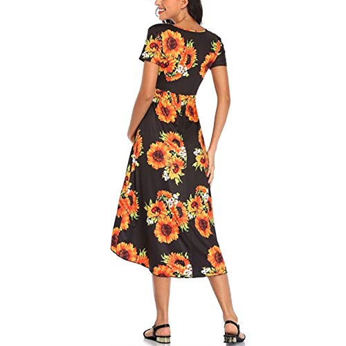 ZXQC Embarazo De Las Mujeres Amamantando El Vestido Floral Casual, Corbata De La Cintura/Cuello En V/Hemático Irregular. Ropa De Maternidad (Color : Pink, Size : XL)